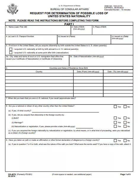 Fillable Form DS-4079 (2019) | Edit, Sign & Download in PDF | PDFRun
