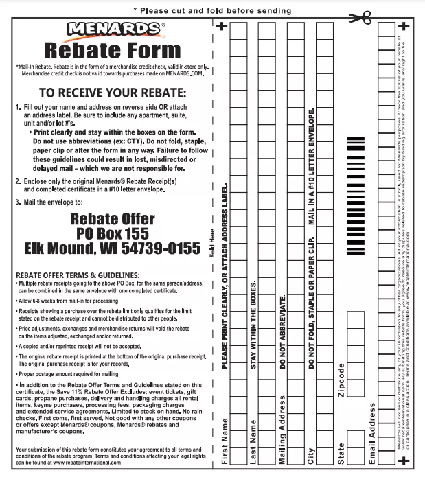 Fillable Form Menards Rebate | Edit, Sign & Download in PDF | PDFRun