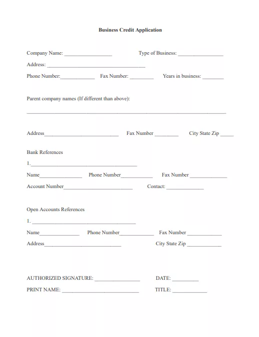Fillable Form Business Credit Application Template | PDFRun