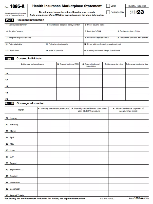 Fillable Form 1095-A (2023) | Edit, Sign & Download in PDF | PDFRun