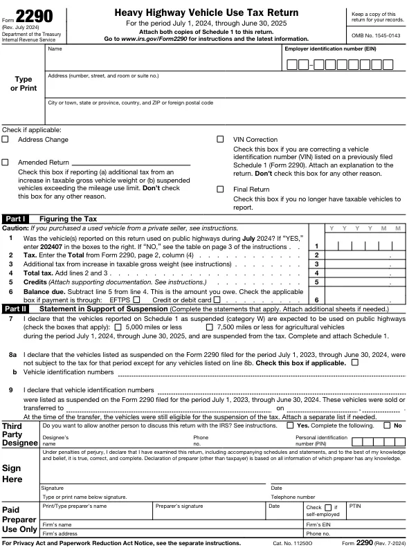 Pip Paper Form 2290